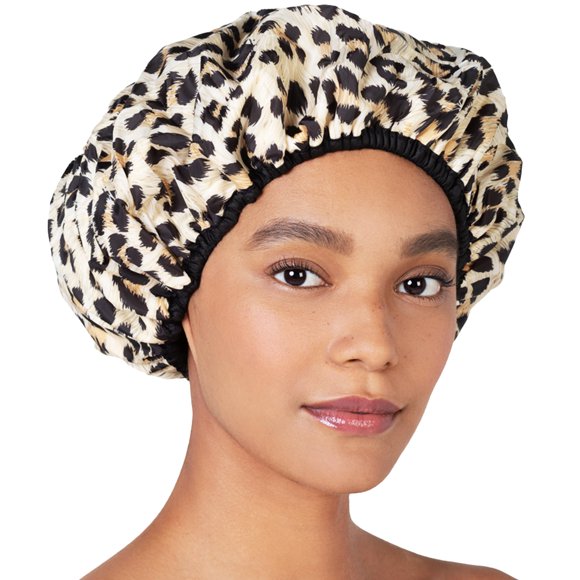 Gorro de ducha Betty Dain Socialite Safari Spots con forro de felpa