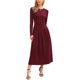 thumbnail image 2 of INSPIRE CHIC Vestido Maxi de Punto Acanalado para Mujer con Frente Plisado de Cintura Alta y Manga Larga en Línea A L Burdeos, 2 of 6