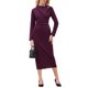 thumbnail image 2 of INSPIRE CHIC Vestido Elegante de Mujer Lápiz Cuello en V Manga Larga 2025 Vestidos de Trabajo a la Rodilla L Púrpura, 2 of 5