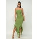 thumbnail image 1 of Vestido Largo De Tubo Con Abertura En El Dobladillo Con Volantes En La Parte Inferior Lisa, 1 of 5