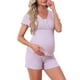 thumbnail image 4 of INSPIRE CHIC Conjuntos de Pijama de Maternidad de Modal Mangas Cortas Ropa de Lactancia Conjunto de Ropa de Estar Postparto Tops de Lactancia y Shorts S Púrpura, 4 of 6