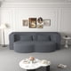 thumbnail image 2 of Modern Floor Sofa with 2 Pillows,Convertible Teddy Fabric Foam-Filled Sleeper Sofa Bed,15" Full Size Folding Mattress for Living Room,Guest Bed,Playroom,no assembly required,Grey(Old Sku W1885P230385, 2 of 3