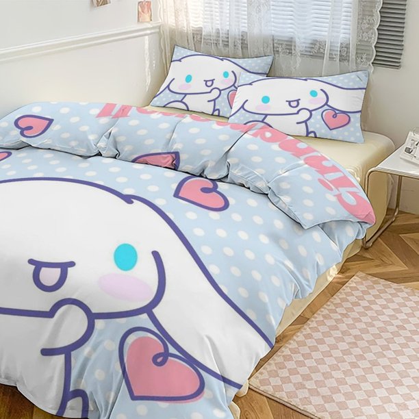 Cartoon Cinnamoroll Bedding Set Comforter Duvet Cover Set Quilt Cover for Kids Teens Bedroom Decoration