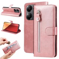 Gangxun - Funda Con Cremallera Para Xiaomi Poco M6 Pro 4G, Carcasa Cartera De Cuero Pu Con Soporte Y Tarjetero