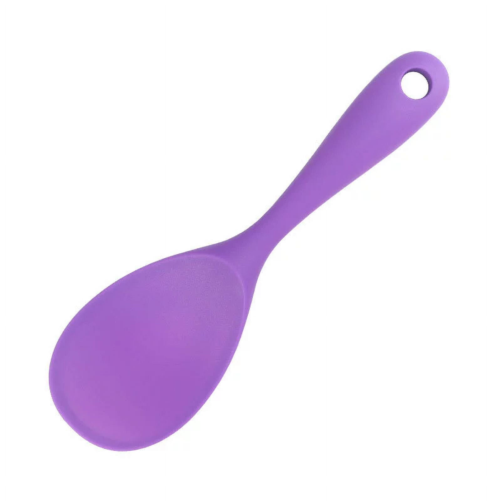 Xmhytop 2 Cucharas De Silicona Para Color Púrpura Sólido, 22.5x6.8 Cm - Ideal Para Servir Arroz, Papas Y Platos Calientes Sin Escarchas