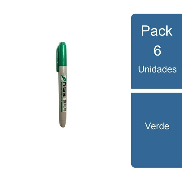 Pack 6 Marcador permanente tipo lápiz Verde