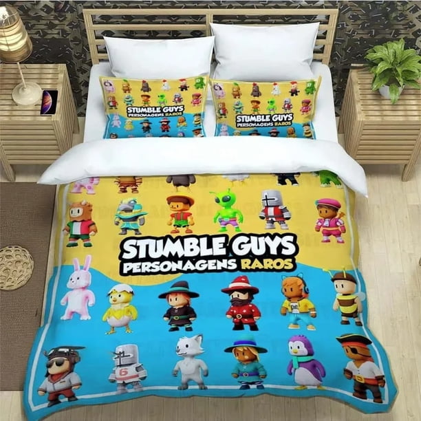 v1838 Bed Sheets Game Cartoon Stumble-guys Bedding Sets exquisite bed supplies set duvet cover comforter set Luxury Birthday Gift Home Textile 3-Piece Bedding Set (1 Duvet Cover + 2 Pillow Shams) Bed
