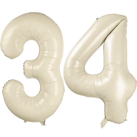 Globo LVMOQIQIU, 40 pulgadas, blanco, número 34, blanco crema, 2 unidades