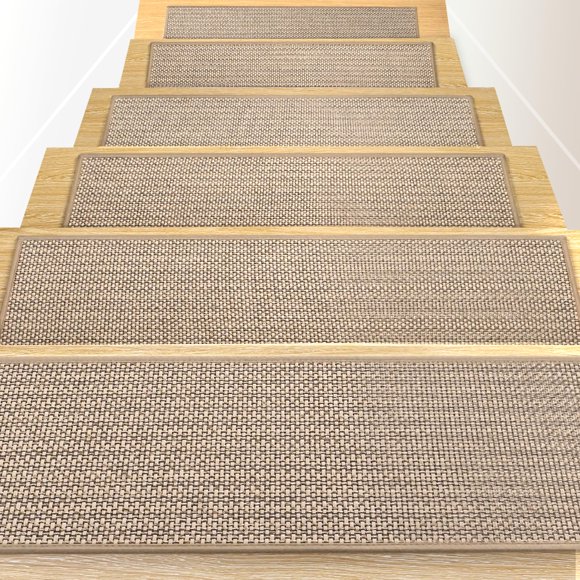 Alfombrillas Antideslizantes para Escaleras RIOLAND de Lino 20x76 cm Paquete de 15