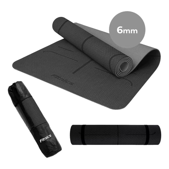 Genérico - Mat Yoga Colchoneta 6mm Doble Color Guías Bolso Correa Negro