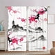 thumbnail image 1 of 2pcs Aesthetic Cherry Blossom Branches and Mountains Printed Polyester Curtain for Bedroom, Office, Kitchen, Living Room, and Study - Rod Pocket Window Treatment for Home Decor and Room Decoration, 1 of 3