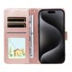 thumbnail image 4 of Funda Cartera para iPhone 14 Perro Cachorro Grabado con Tarjetas Soporte Correa Rosa, 4 of 6