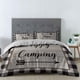 thumbnail image 2 of Juego de cama de 3 piezas con diseño de feliz camping en madera rústica, funda nórdica suave de lujo tamaño Queen, protector de edredón de microfibra con fundas de almohada para mujeres, hombres y ado, 2 of 7