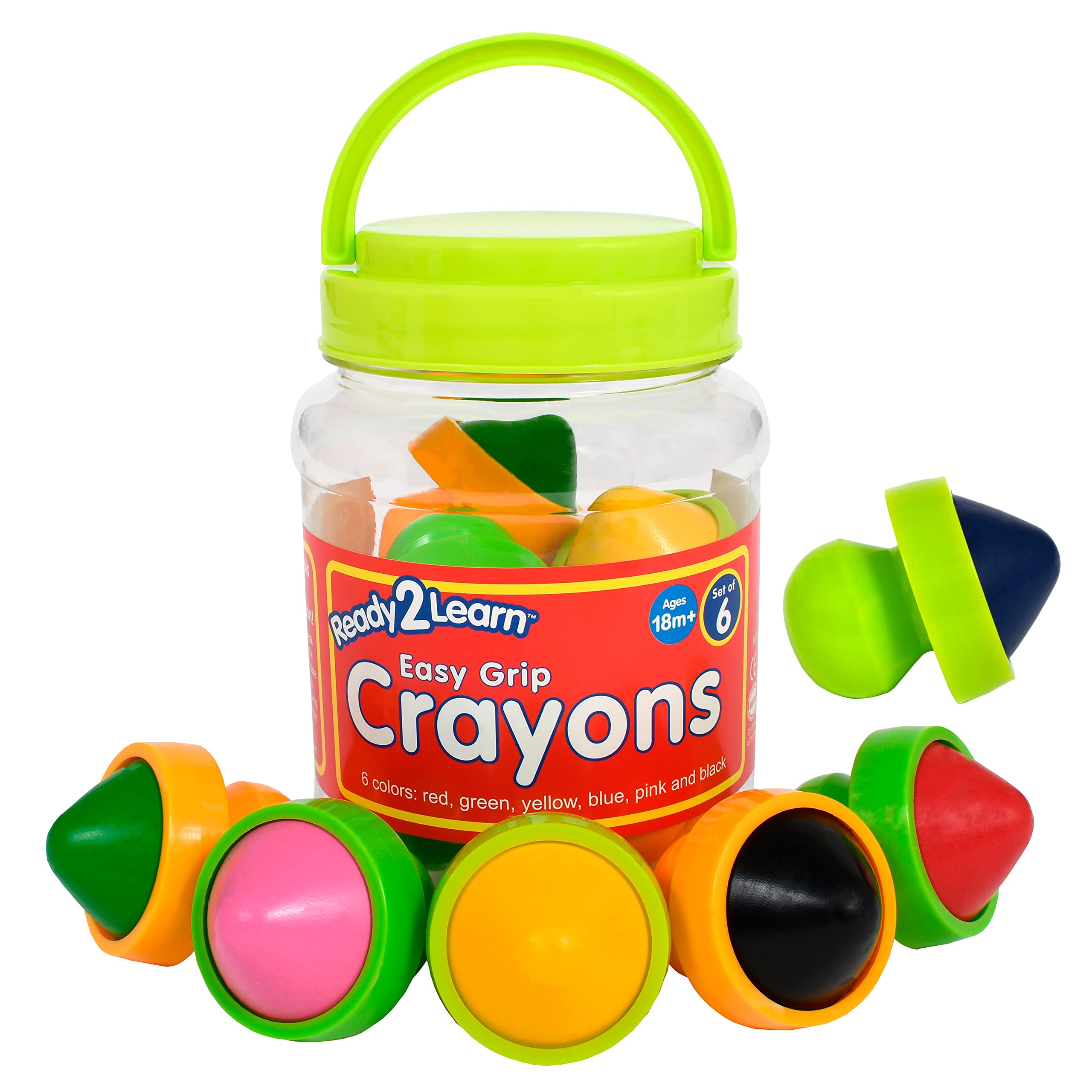Crayones Ready 2 Learn Easy Grip, 6 Colores, Más De 18 M, No Tóxicos