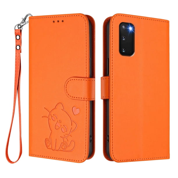 Samsung Galaxy S20 Funda Billetera con Ranuras para Tarjetas, Naranja