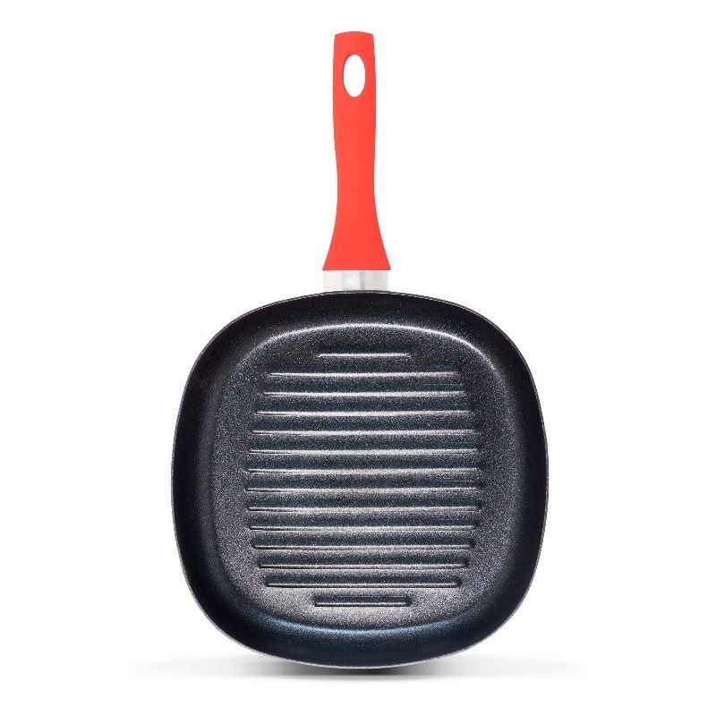 Wens - Sartén Grill Antiadherente 28 Cm Firenze Aluminio Negro - Rojo