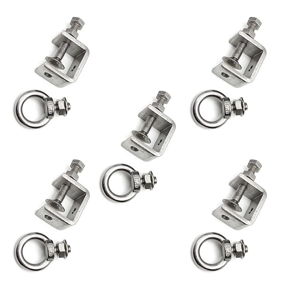 5 Abrazaderas En C Abrazadera En C De Acero Inoxidable Abrazadera Para Viga Incluye Anillo De Tornillo De Acero Inoxidable Que Soporta 100 Libras (mediana)