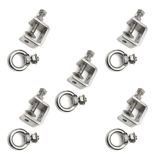 5 Abrazaderas En C Abrazadera En C De Acero Inoxidable Abrazadera Para Viga Incluye Anillo De Tornillo De Acero Inoxidable Que Soporta 100 Libras (mediana)