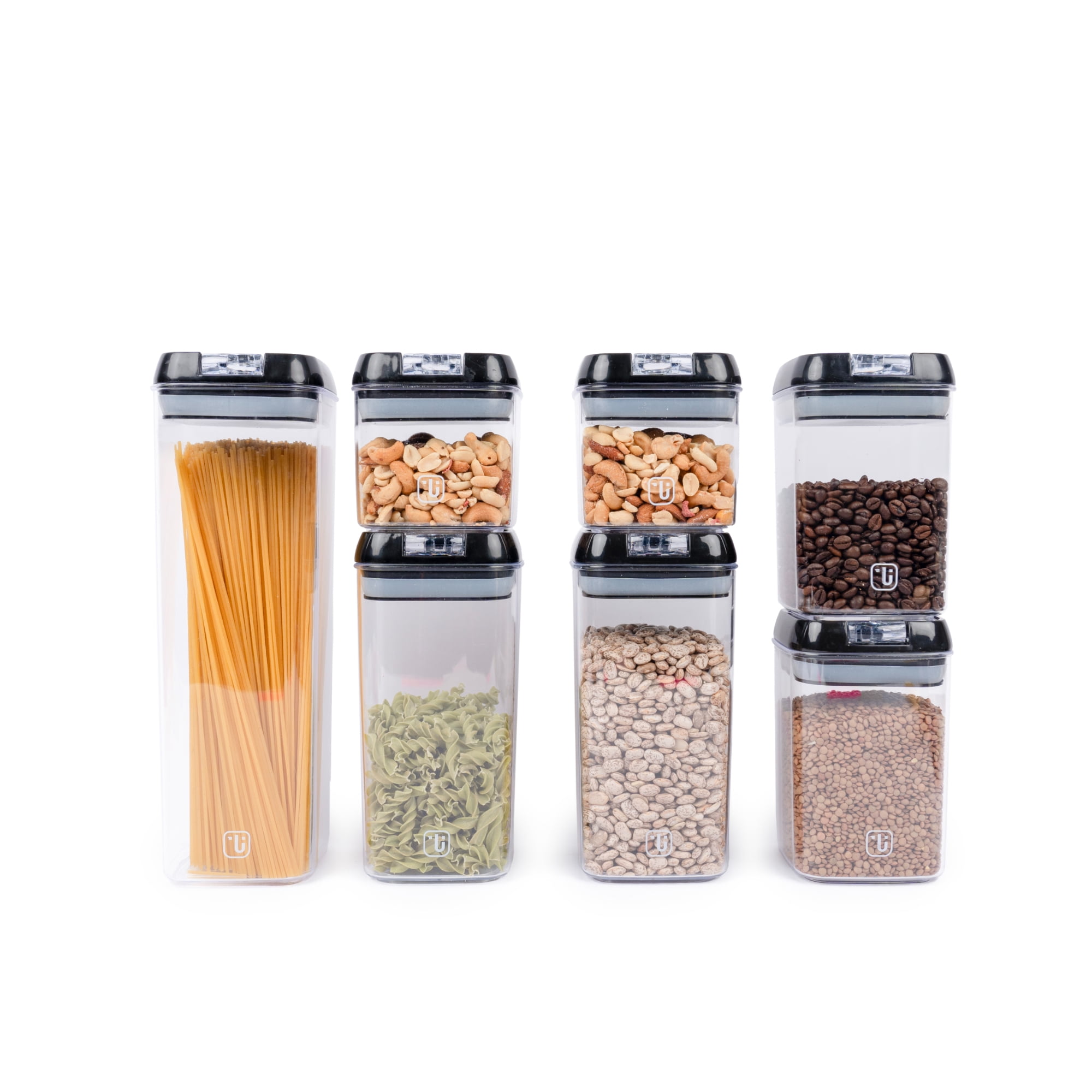 Set De 7 Contenedores Herméticos Plástico Negro Simplit