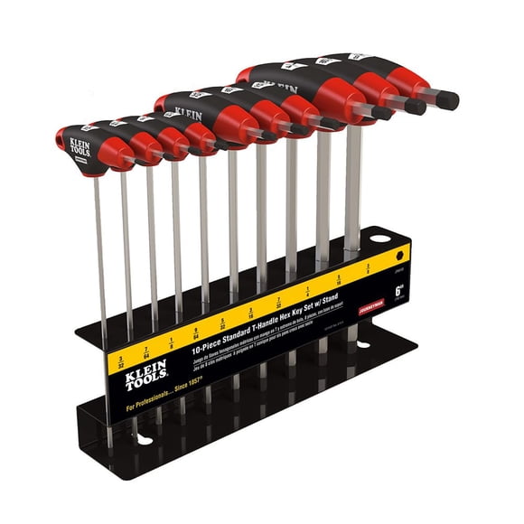 Juego de llaves hexagonales Klein Tools JTH610E con mango en T, 10 piezas, SAE