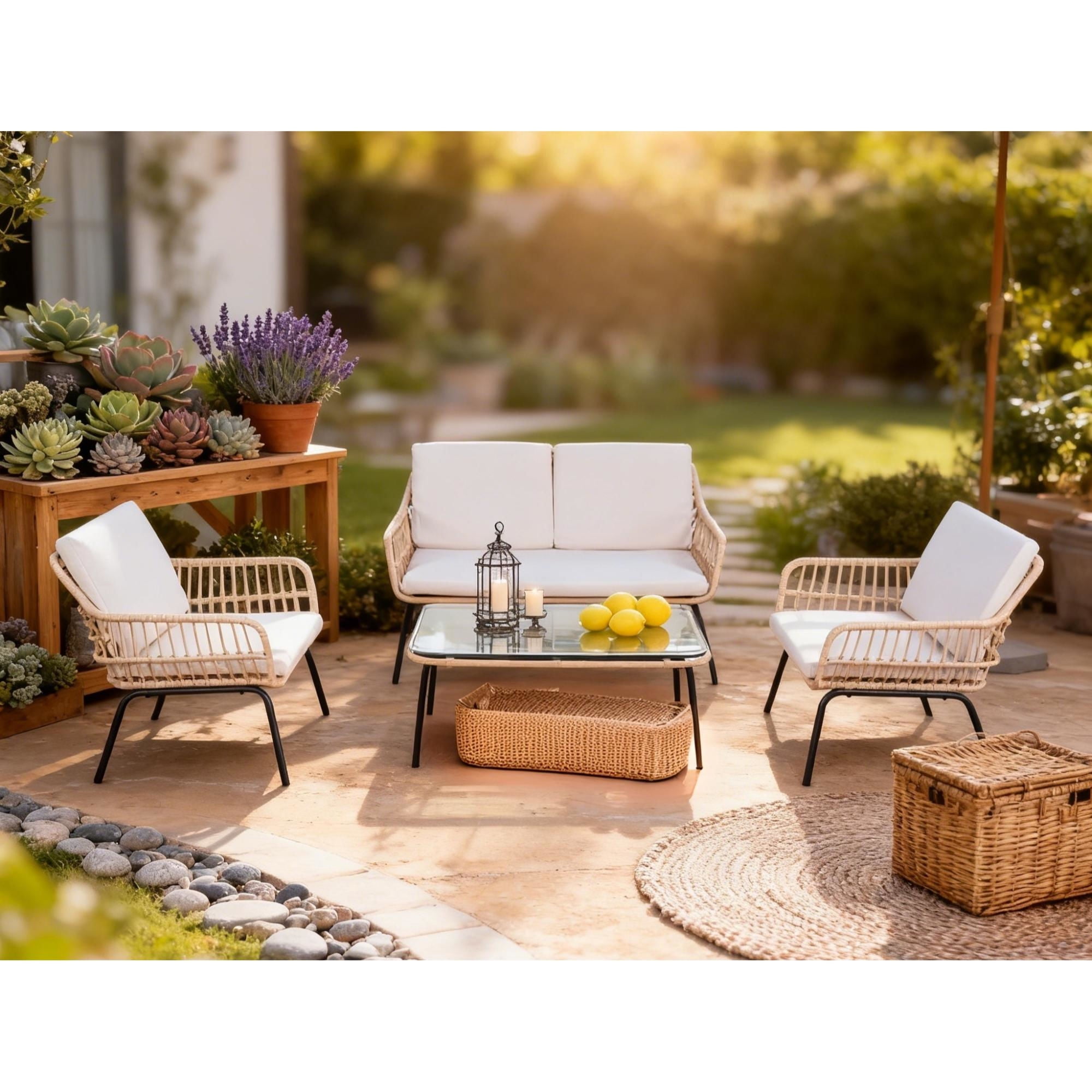 Mainstays - Juego Terraza 4 Piezas Beige