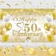 thumbnail image 1 of Pancarta RUMIA 185x110 cm 50.º Aniversario Blanco y Oro, 1 of 7
