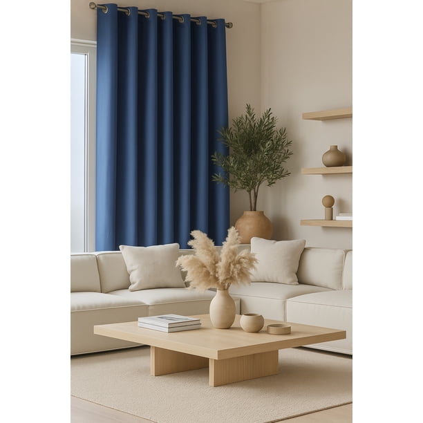 Cortina Blackout 100% Engomada Térmica Tela Ligera 140x225 - Microfibra Premium - 1 Paño Azul