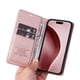 thumbnail image 2 of Funda Billetera de Cuero para iPhone 16 Pro con Tarjetero y Soporte - Tapa Magnética Rosa, 2 of 6