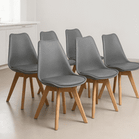 Venhoouse - Pack 6 Sillas Para Comedor Tulip Grises