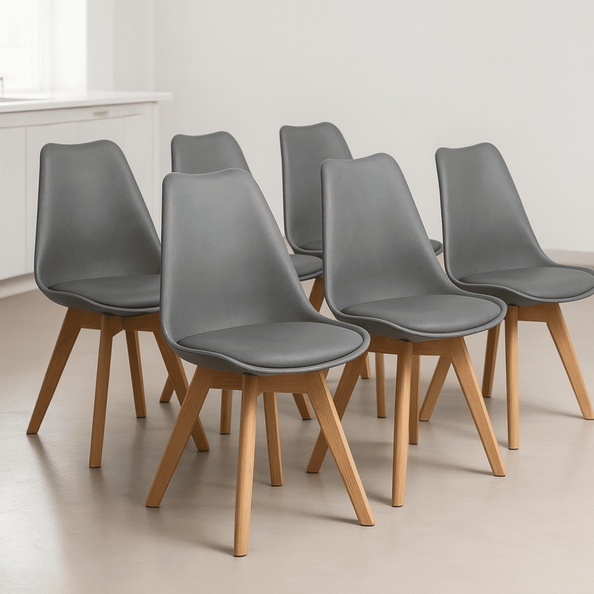 Venhoouse - Pack 6 Sillas Para Comedor Tulip Grises