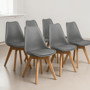 Venhoouse - Pack 6 Sillas Para Comedor Tulip Grises