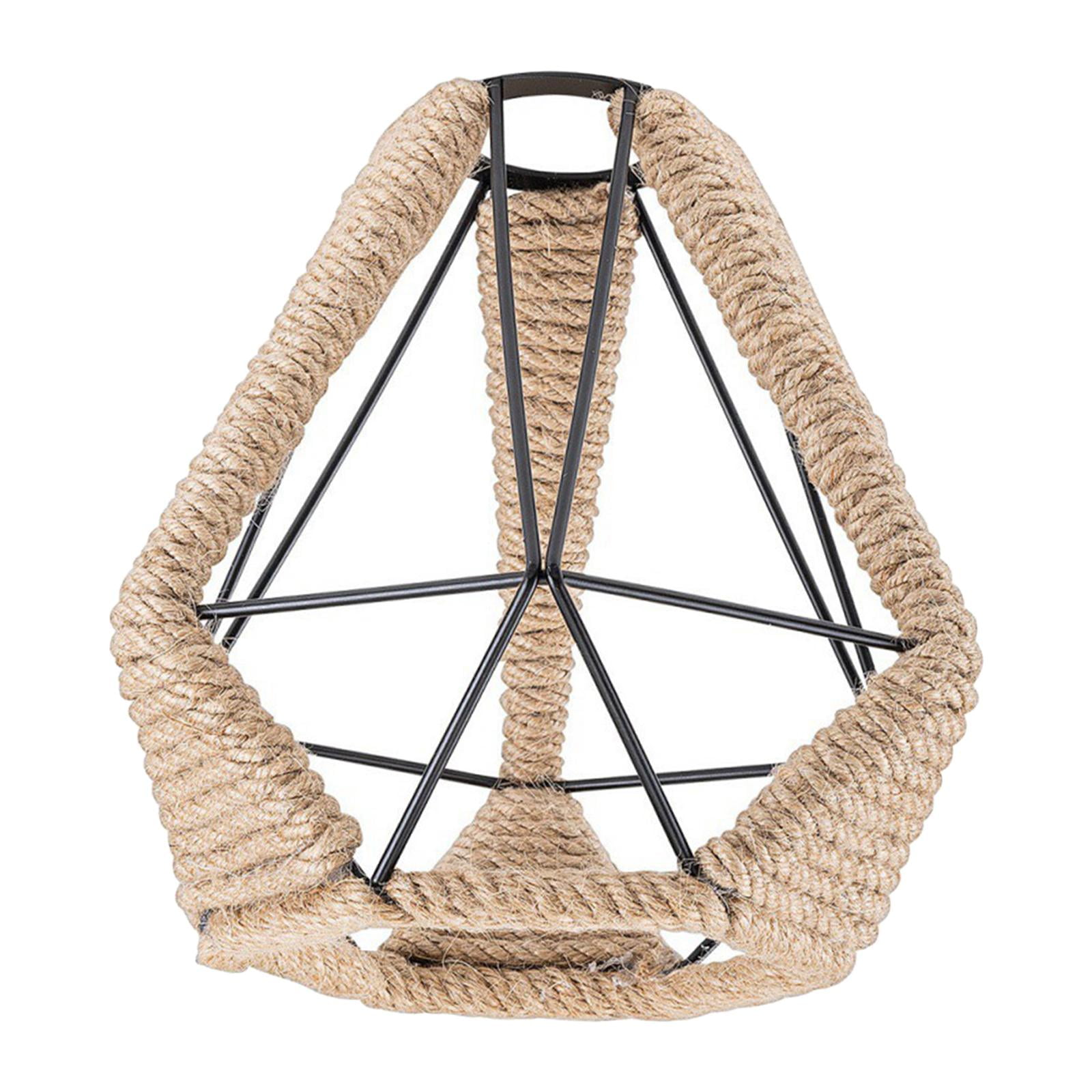 Ioensy - Pantalla De Lámpara De Cuerda Tejida Pantalla De Jaula De Metal Pantalla De Luz Colgante Industrial Estilo B