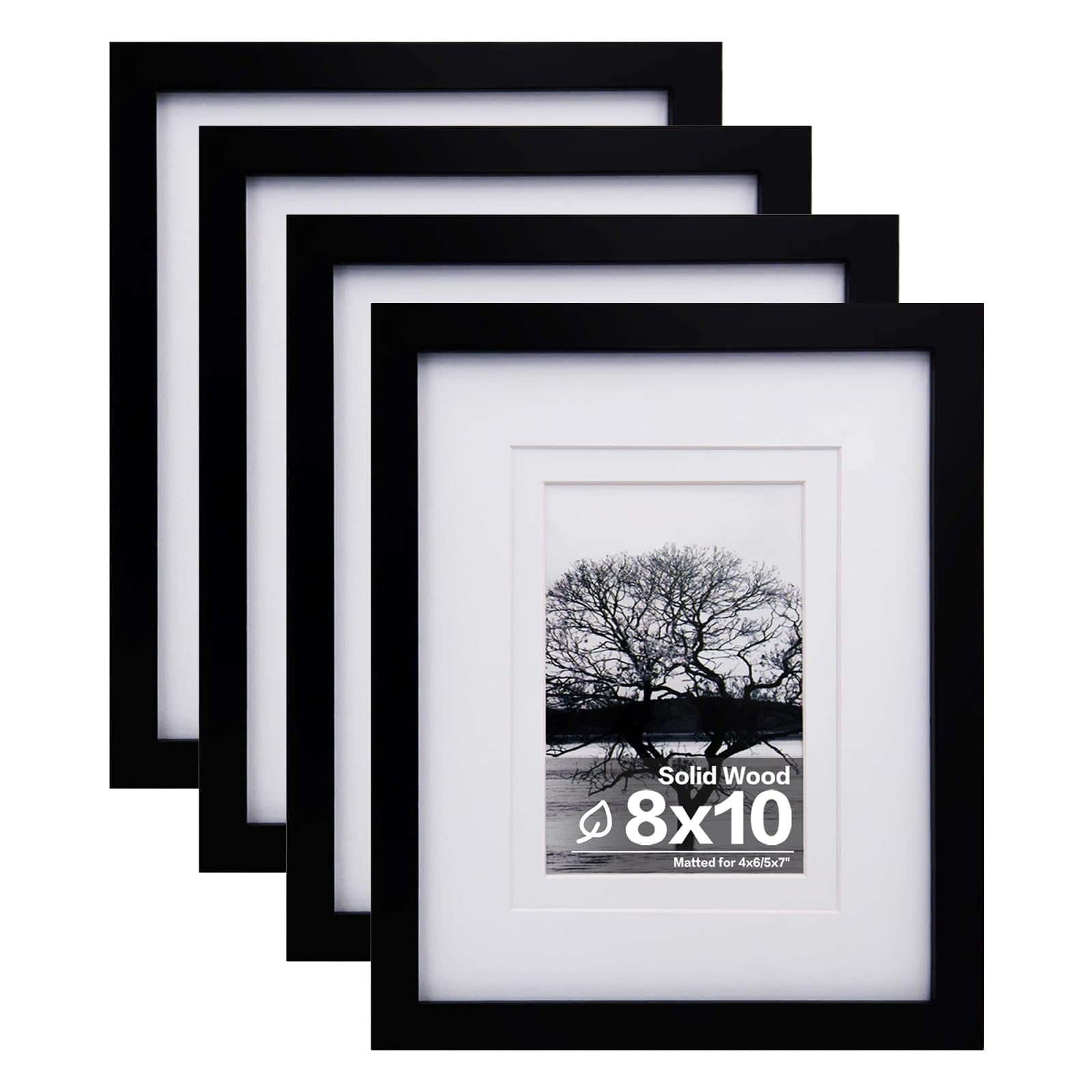 Set De 4 Marcos De Fotos Egofine De Madera Negra Con Plexiglás, 8 X 10 Cm