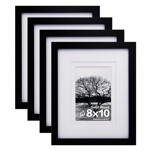 Set de 4 marcos de fotos Egofine de madera negra con plexiglás, 8 x 10 cm