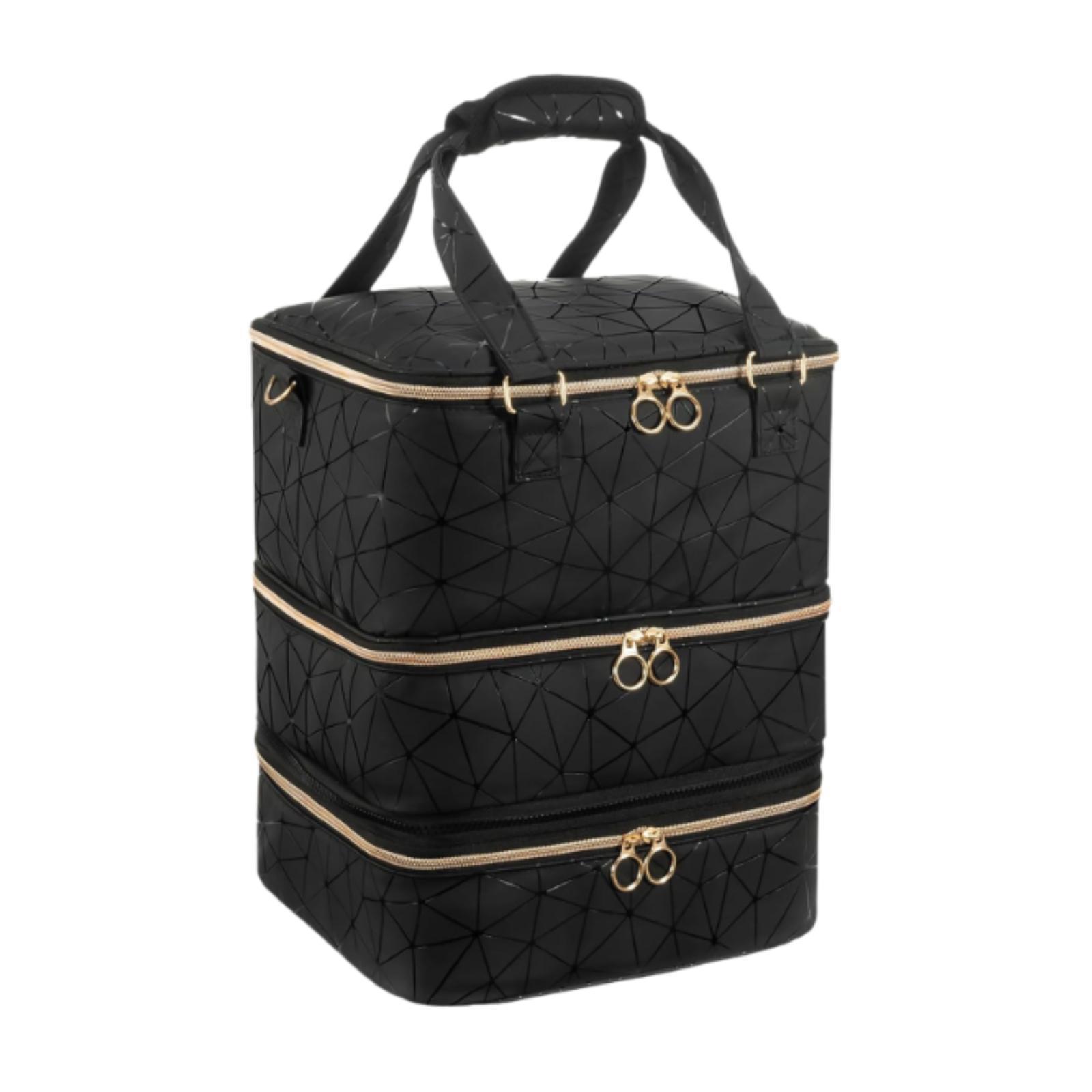 Magideal - Organizador De Esmalte De Uñas, 3 Capas, Accesorios De Pu Para Uñas, Bolsa De Viaje Con Capacidad Para 84 Botellas, Lámpara De Uñas Portátil, Esmalte