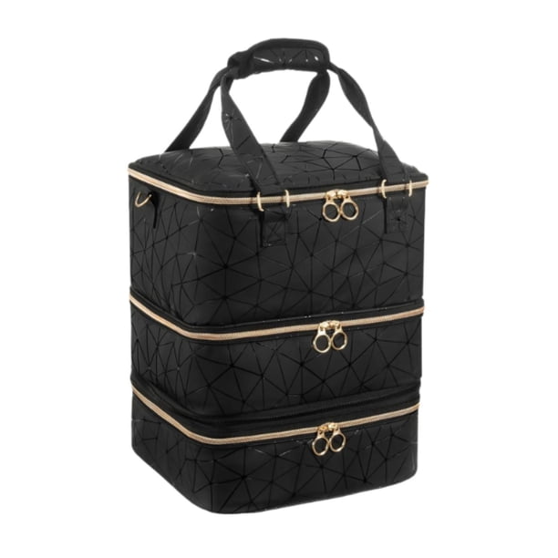 Organizador de esmalte de uñas, 3 capas, accesorios de PU para uñas, bolsa de viaje con capacidad para 84 botellas, lámpara de uñas portátil, esmalte