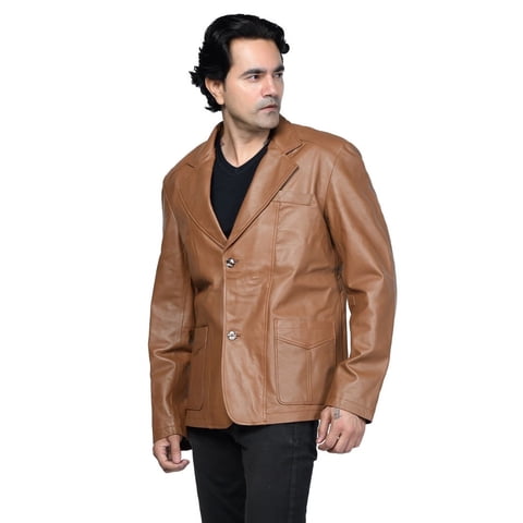 Saco Deportivo Sharo Llc Cuero Marrón Suave Hombre