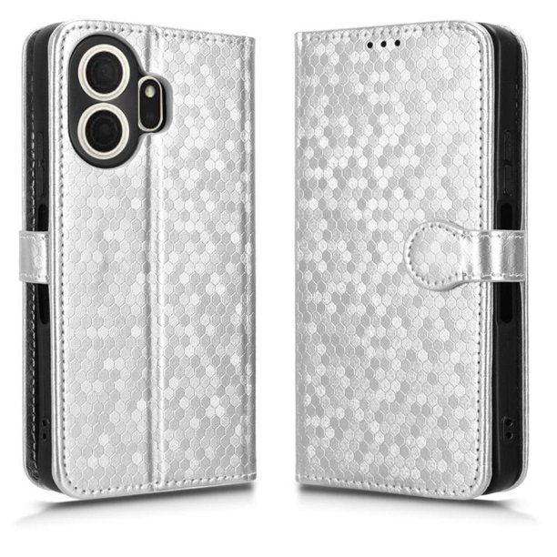 Funda Cartera Lunares TCL NxtPaper 70 Pro con Tarjetero, Correa y Soporte Plata