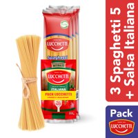 Fideo Pasta Pack Spaghetti N°5 3 Unidades 400 Gr + Salsa Tomate 1 Unidad 200 Gr 1 Un Lucchetti