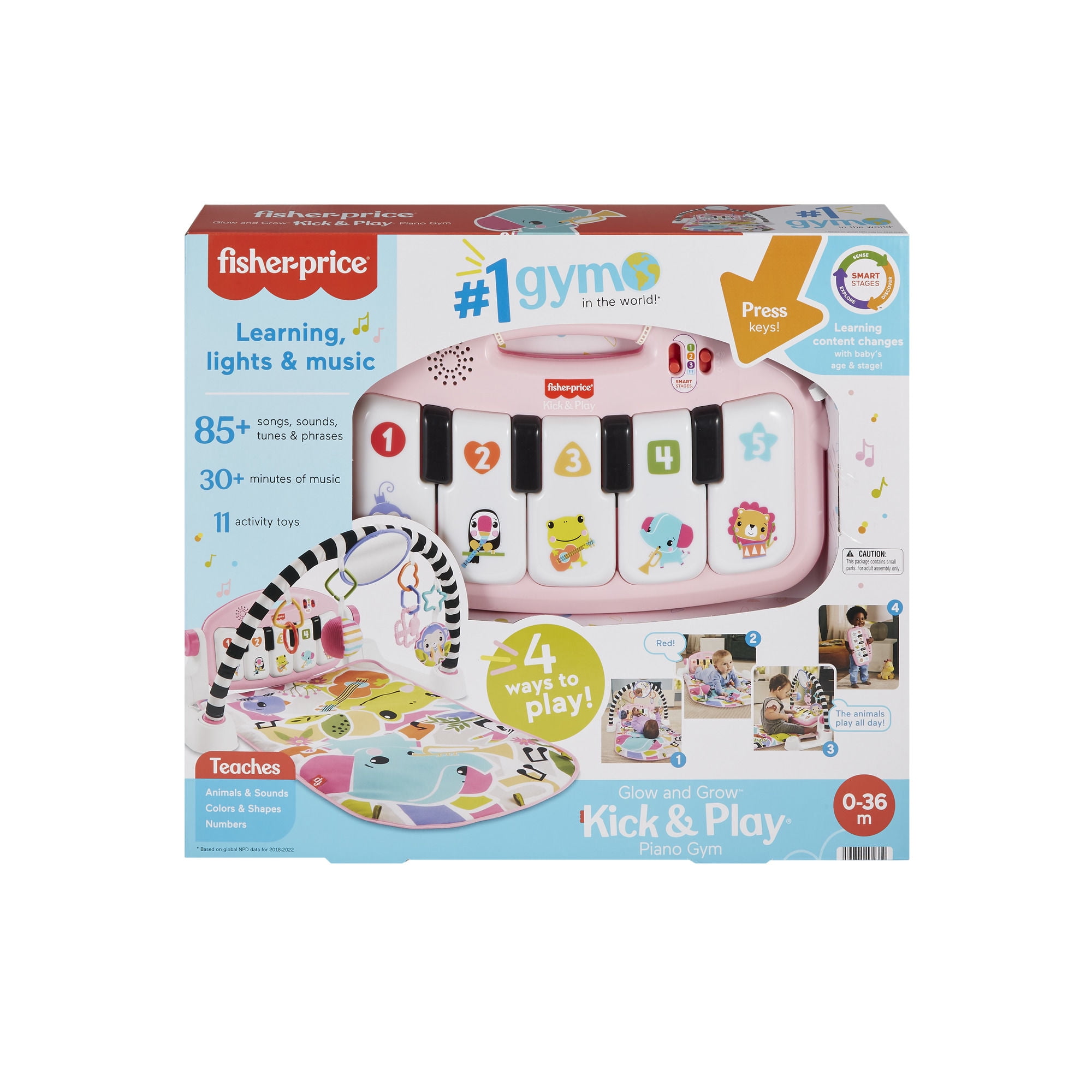 Fisher-Price - Gimnasio Para Bebés Piano Pataditas Musicales Brilla Y Crece Rosa