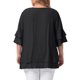 thumbnail image 3 of Agnes Orinda Blusas de Mujer Tallas Grandes Cuello Redondo Volante Manga Corta Blusa de Doble Capa Verano Casual Camisas Sólidas 1X Negro, 3 of 6