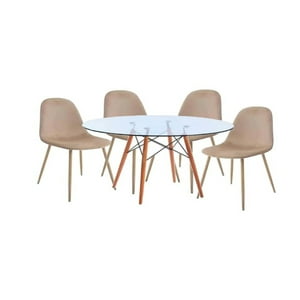 Moadchile - Comedor Paris Redondo Para 4 Personas 80Cm Beige