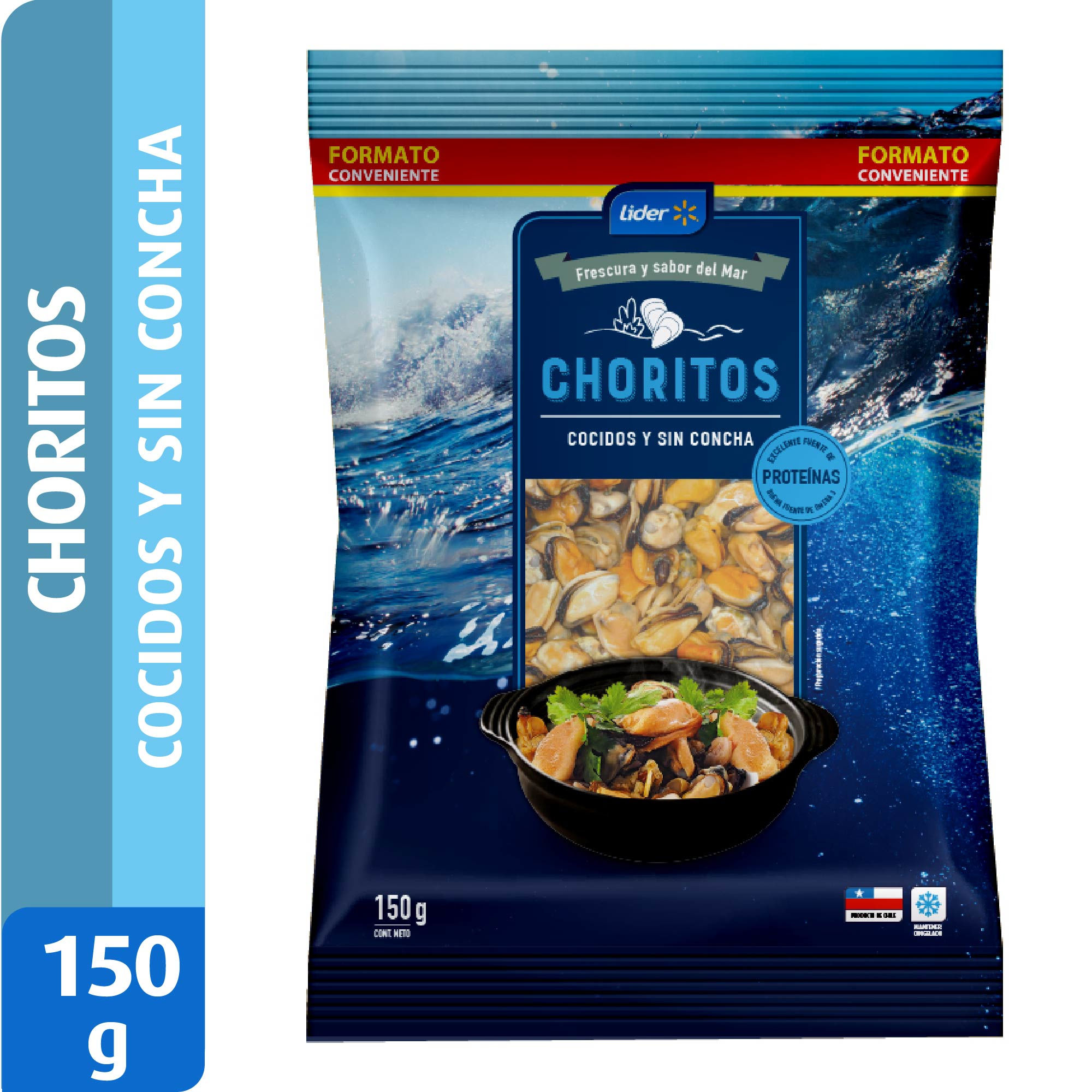 Choritos Cocidos Y Sin Concha 150 g Lider