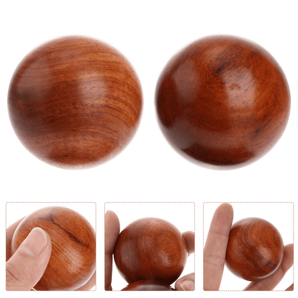 2 Pcs Massage Handball Wood Massager Exercise Balls Foot Muscle Stretch Round Wooden Fitness Stress for Adults
