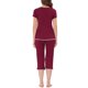 thumbnail image 3 of INSPIRE CHIC Conjunto de Pijama para Mujer de Mezcla de Rayón, Camiseta de Manga Corta Suave con Pantalones Capri de Cintura Elástica, Ropa de Dormir para Primavera Verano L Rojo, 3 of 6