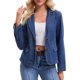 thumbnail image 1 of CHAQUETA DE MEZCLILLA PARA MUJER INSPIRE CHIC Cuello con Solapa de Muesca Manga Larga Botón Ligero Ajustado Blazer de Mezclilla XL Azul Oscuro, 1 of 6