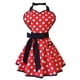thumbnail image 3 of Delantales De Moda Vestido De Algodón Delantal De Puntilla De Encaje Hogar Cocina Rojo Con Cinturón Negro, 3 of 5