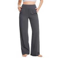 Pantalones De Yoga Talovee De Pierna Ancha Y Cintura Alta Para Mujer, Color Gris Oscuro