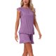 thumbnail image 4 of INSPIRE CHIC Conjunto de Pijama de Mujer con Mangas Volantes, Conjunto de Ropa de Dormir Suave y Transpirable de Viscosa con Pantalones Cortos y Cintura Elástica M Púrpura Cristal, 4 of 6