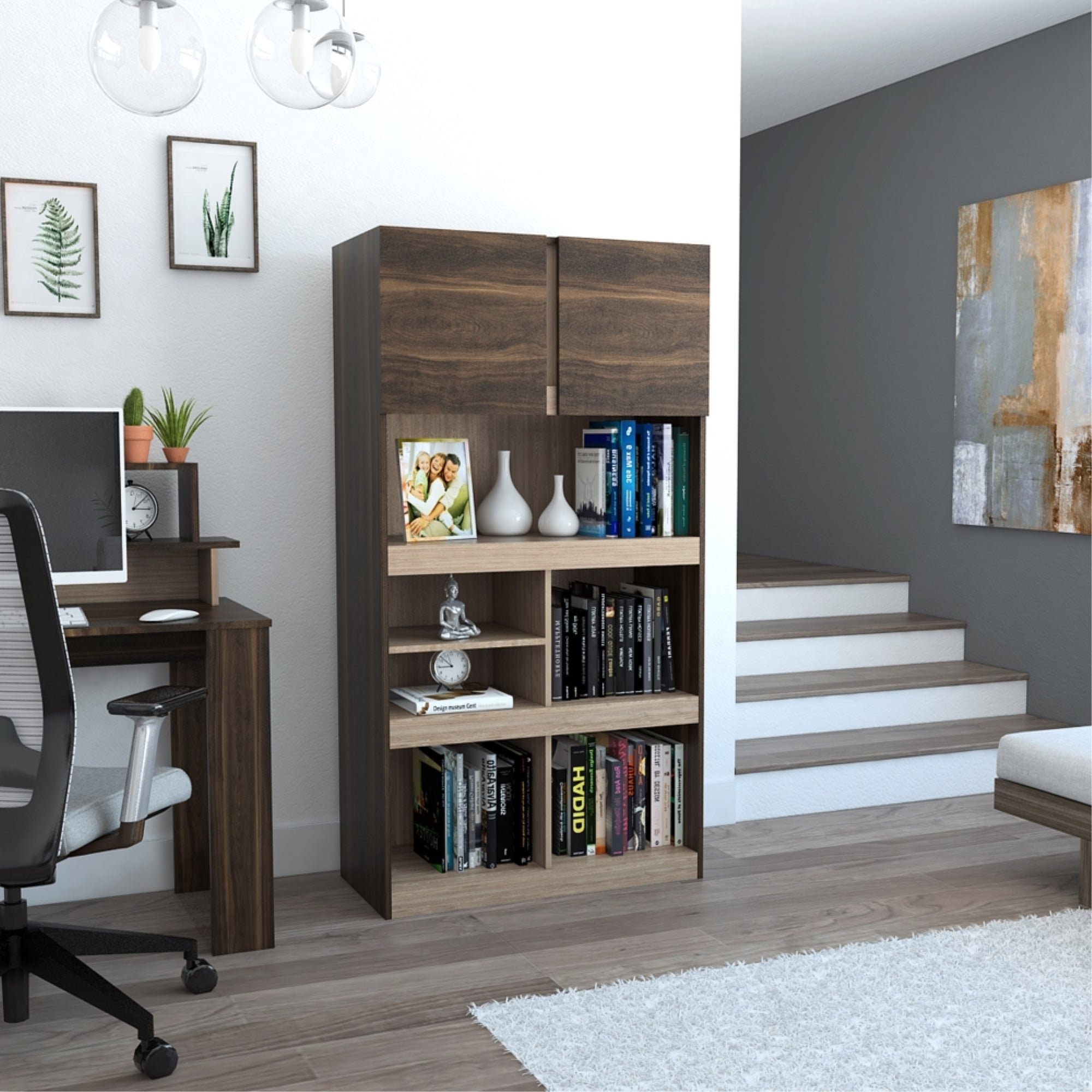 Tuhome - Biblioteca Office W-80 2 Puertas Café Y Miel